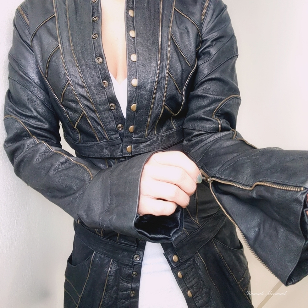 Leather 3 part long, crop & bolero jacket & skirt